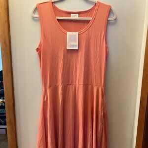NWT LulaRoe Nicki Dress Size L Light Orange, Sleeveless
